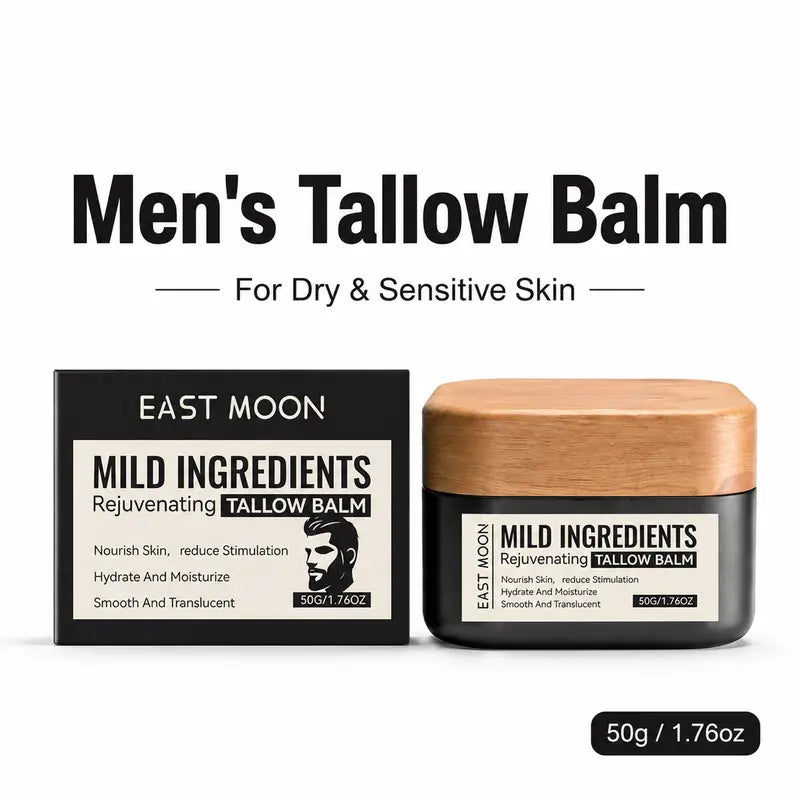 Tallow Balm Facial Moisturizer, Men'S Rejuvenating Tallow Balm, Hydrating & Soothing Face Cream, Mild & Non-Irritating, Fast-Absorbing, Continuous Moisturizer for Men with Dry & Sensitive Skin