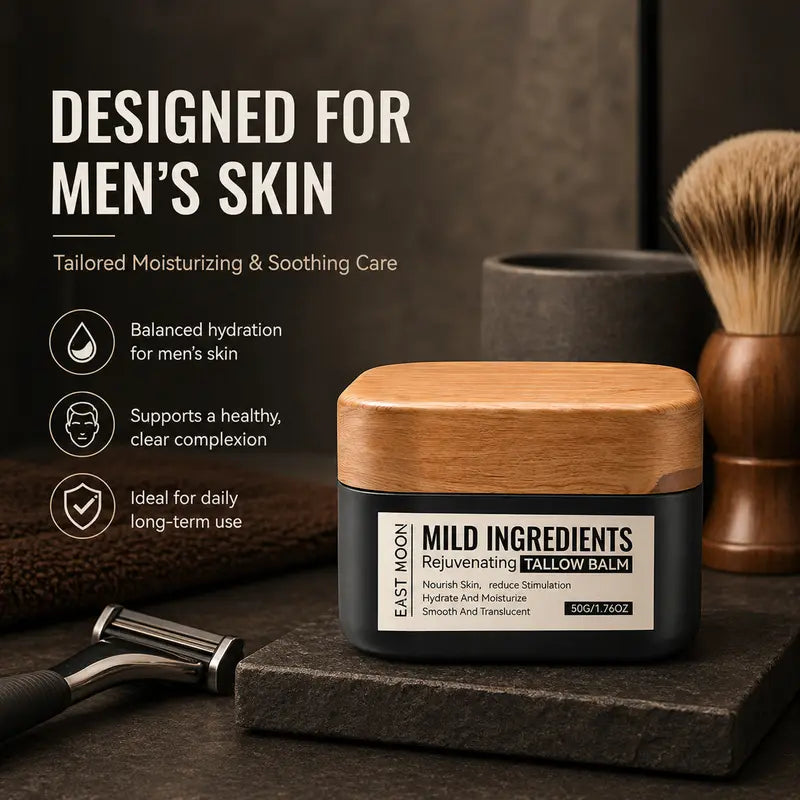 Tallow Balm Facial Moisturizer, Men'S Rejuvenating Tallow Balm, Hydrating & Soothing Face Cream, Mild & Non-Irritating, Fast-Absorbing, Continuous Moisturizer for Men with Dry & Sensitive Skin