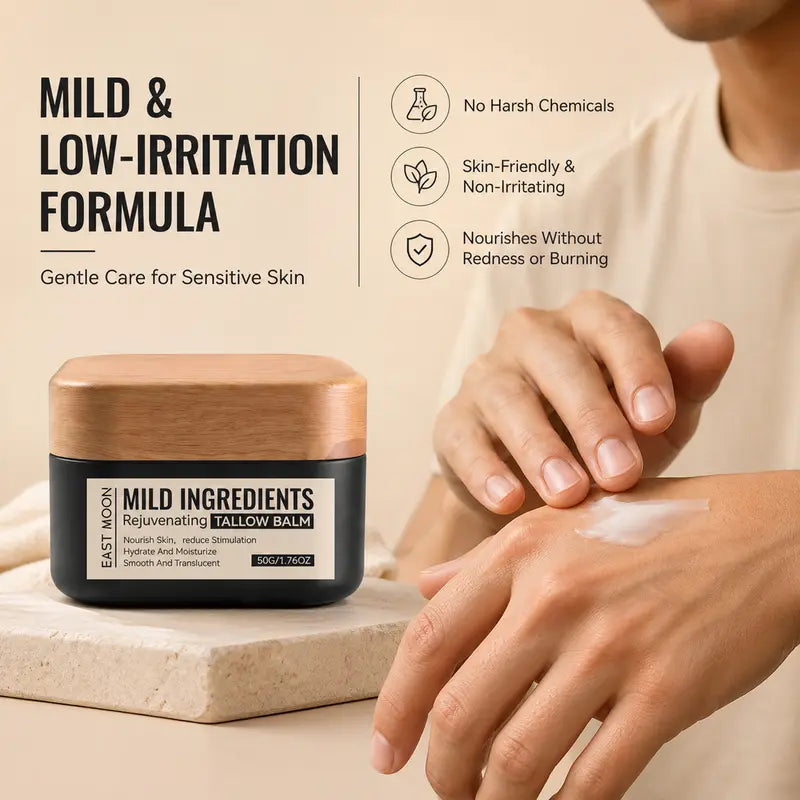 Tallow Balm Facial Moisturizer, Men'S Rejuvenating Tallow Balm, Hydrating & Soothing Face Cream, Mild & Non-Irritating, Fast-Absorbing, Continuous Moisturizer for Men with Dry & Sensitive Skin