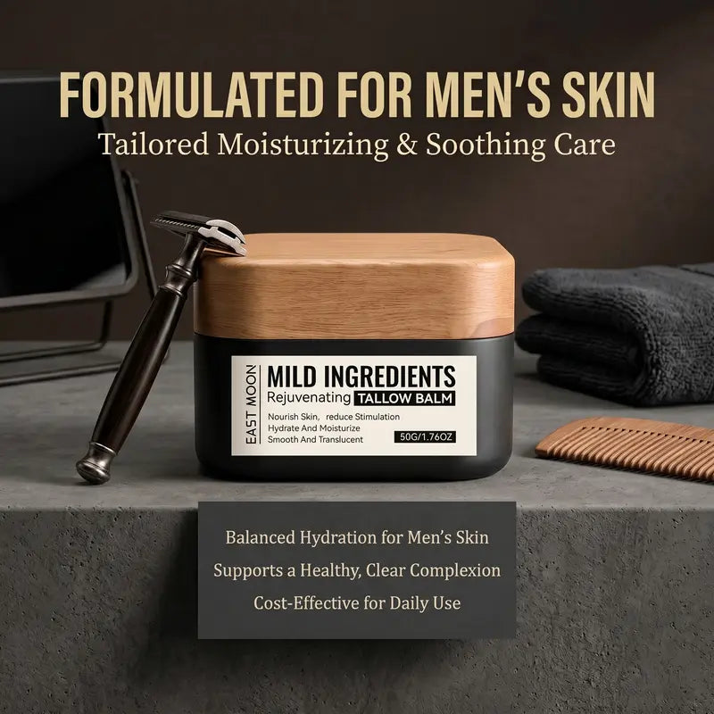 Tallow Balm Facial Moisturizer, Men'S Rejuvenating Tallow Balm, Hydrating & Soothing Face Cream, Mild & Non-Irritating, Fast-Absorbing, Continuous Moisturizer for Men with Dry & Sensitive Skin