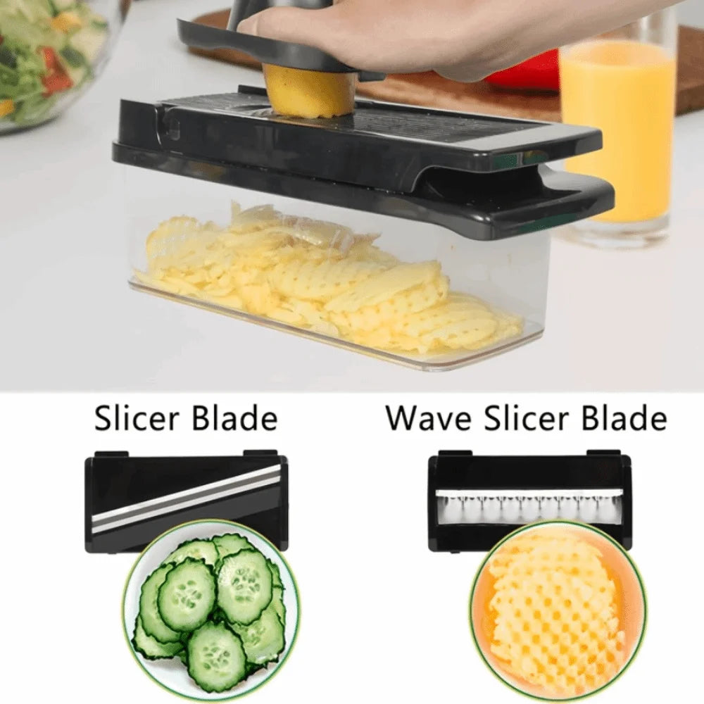 Efficient Multi-functional Vegetable Chopper Labor-saving with Drain Basket Vegetable Cutter Household Vegetable Slicer