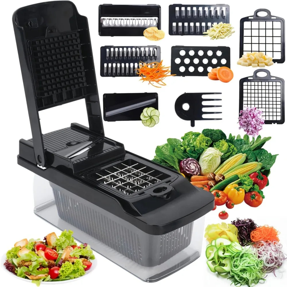 Efficient Multi-functional Vegetable Chopper Labor-saving with Drain Basket Vegetable Cutter Household Vegetable Slicer