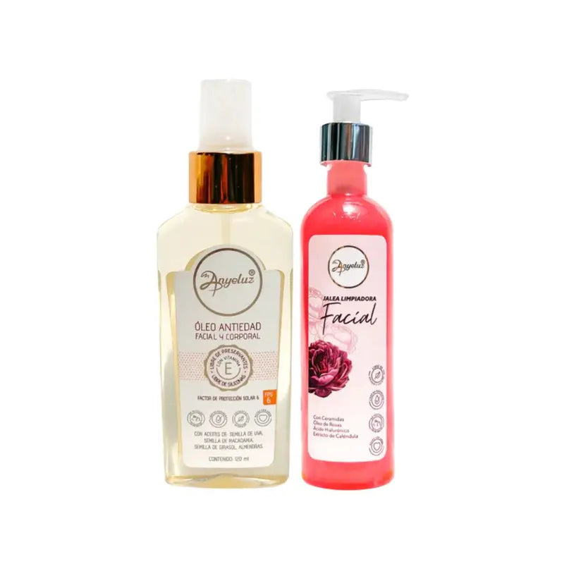 Anyeluz Oleo Antiedad Facial Corporal Y Anyeluz Jalea Limpiadora Facial (Pack 2)