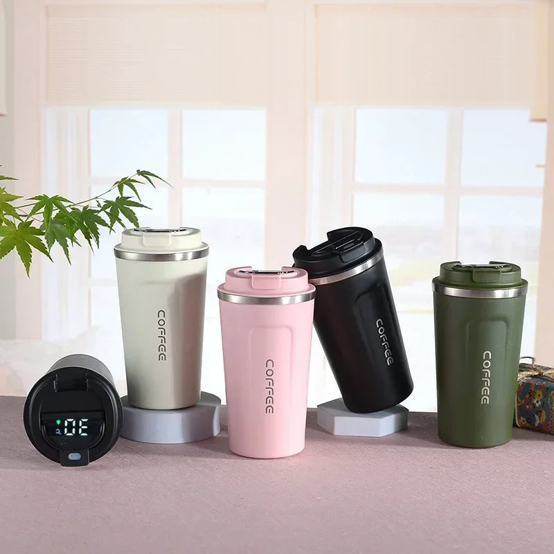 380/510Ml Thermos Coffee Mug Stainless Steel Coffee Cup Temperature Display Vacuum Flask Thermal Tumbler Insulated Water Bottle